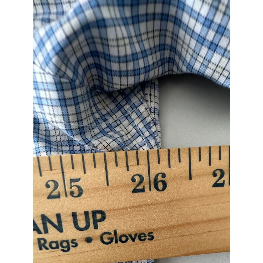 Jos. A. Bank Traveler Tailored Fit Blue Plaid Button Down Shirt 17.5 34/35